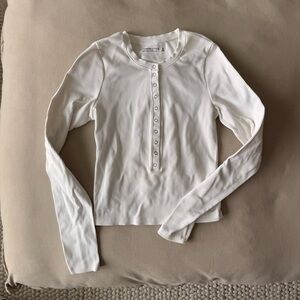 Abercrombie & Fitch Cream Ribbed Henley Top